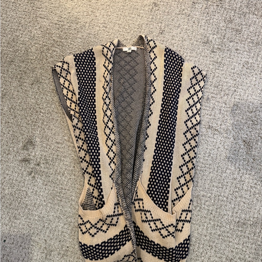 Ya Los Angeles Black and Cream Geometric Cardigan